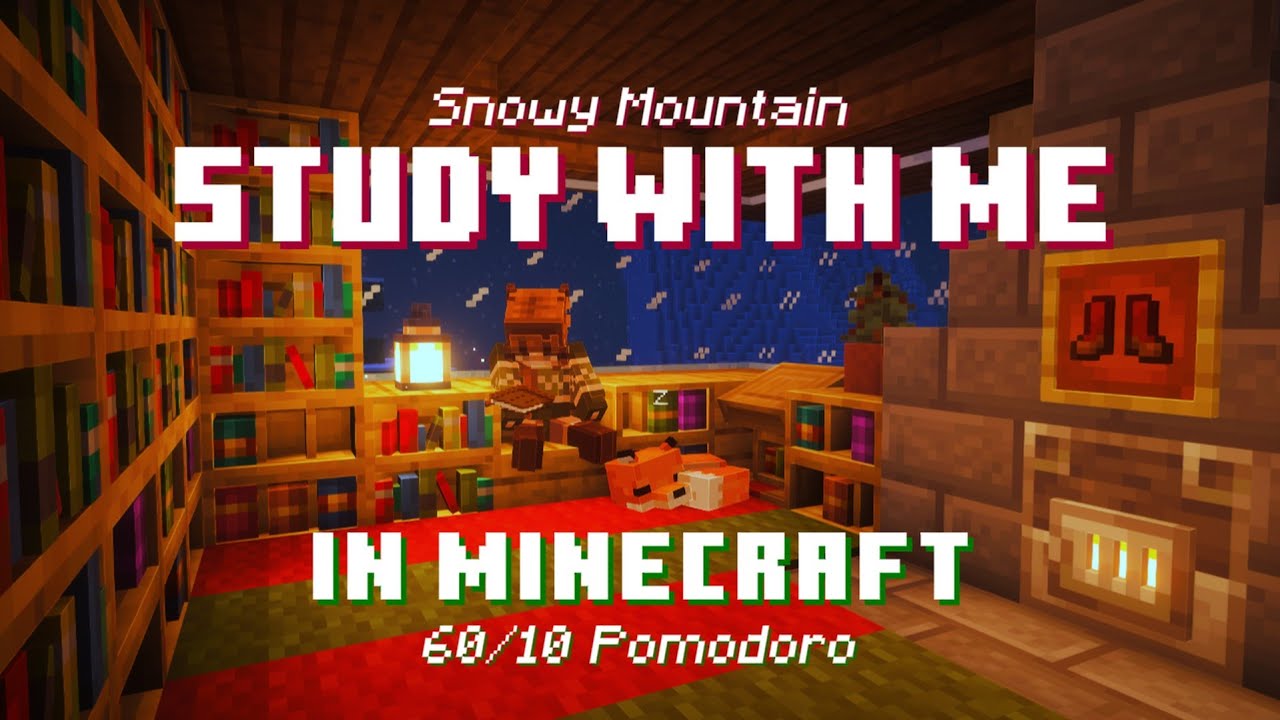Study with Me in Minecraft | Snowy Mountain | 60/10 Pomodoro [3 Hours]
