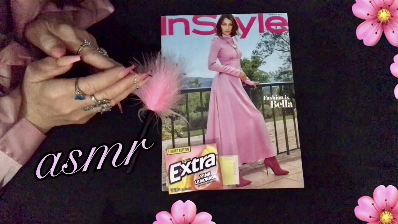 1 Hour Quietly Feathering thru In Style  Magazine, Extra chewing gum ASMR