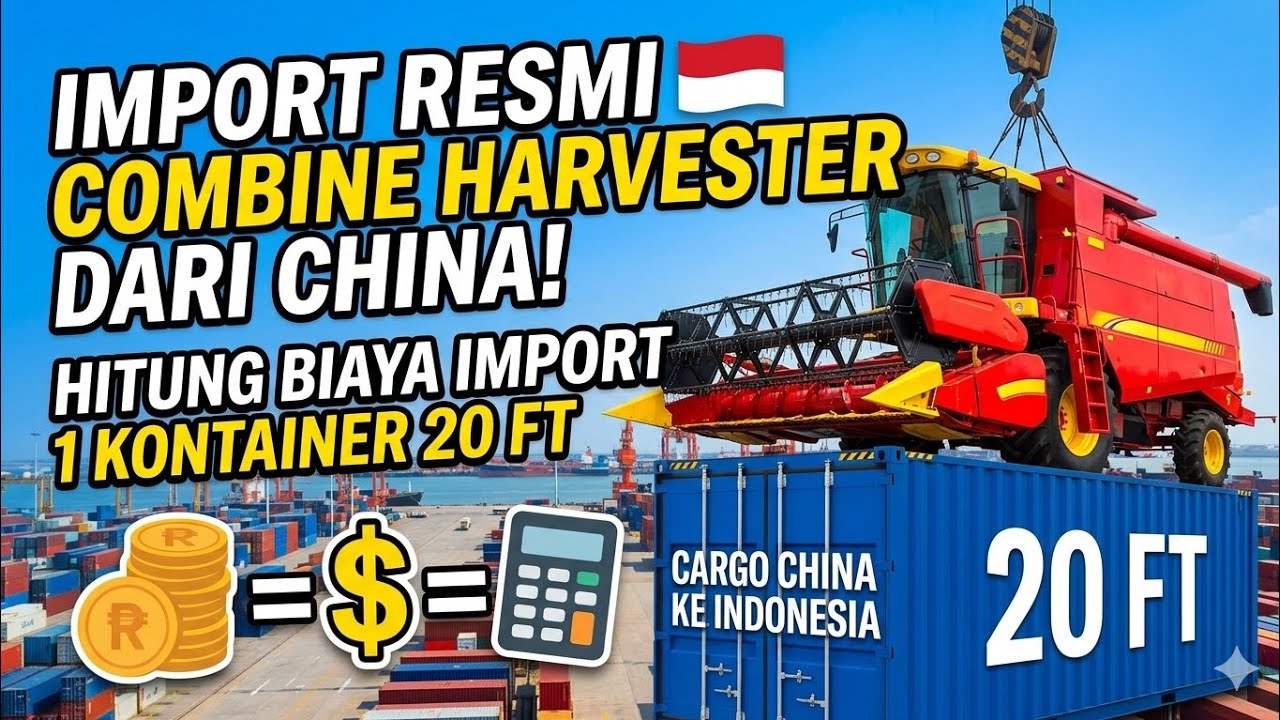 Import Resmi-China Combine Harvester Cargo China Ke Indonesia-Hitung Biaya Import 1 Kontainer 20 FT