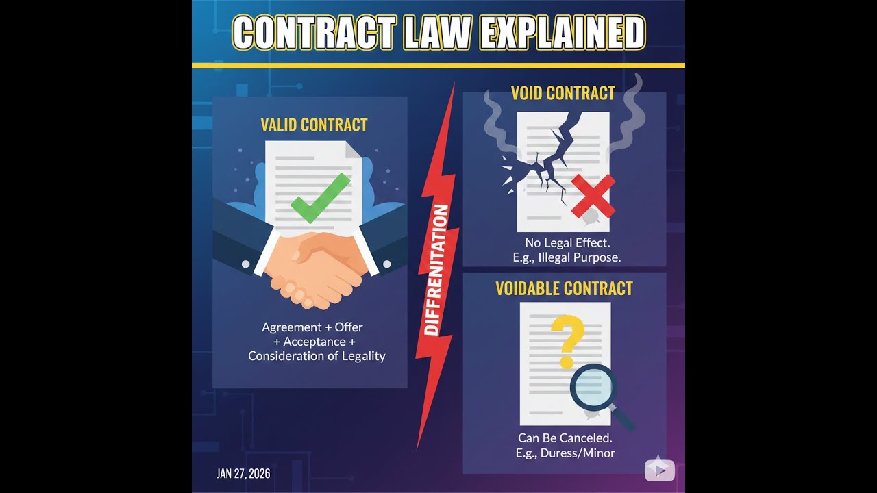 Valid, Void & Voidable Contracts Explained | Indian Contract Act, 1872 | Complete Legal Concept