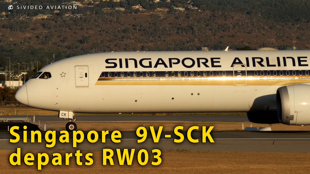 Singapore Airlines (9V-SCK) departing RW03 on a RW06 only day at Perth Airport.