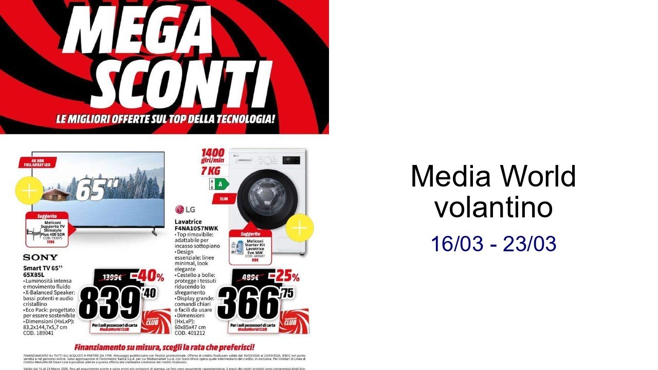 Media World volantino 16/03 - 23/03