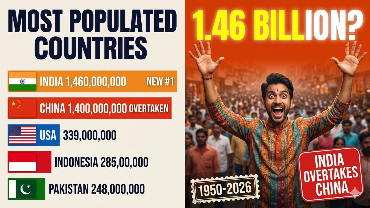 Most Populated Countries (1950-2026) | India Overtakes China at 1.46 BILLION