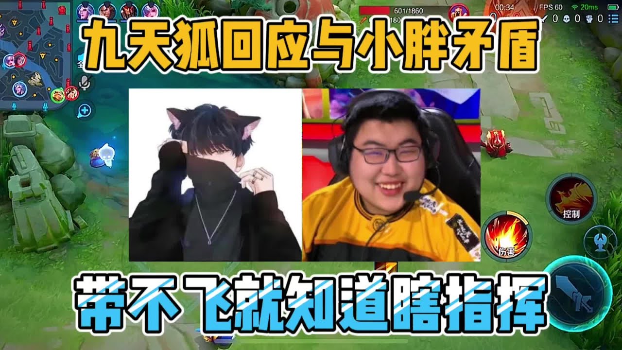 王者荣耀：九天狐回应与小胖矛盾，带不飞就知道瞎指挥