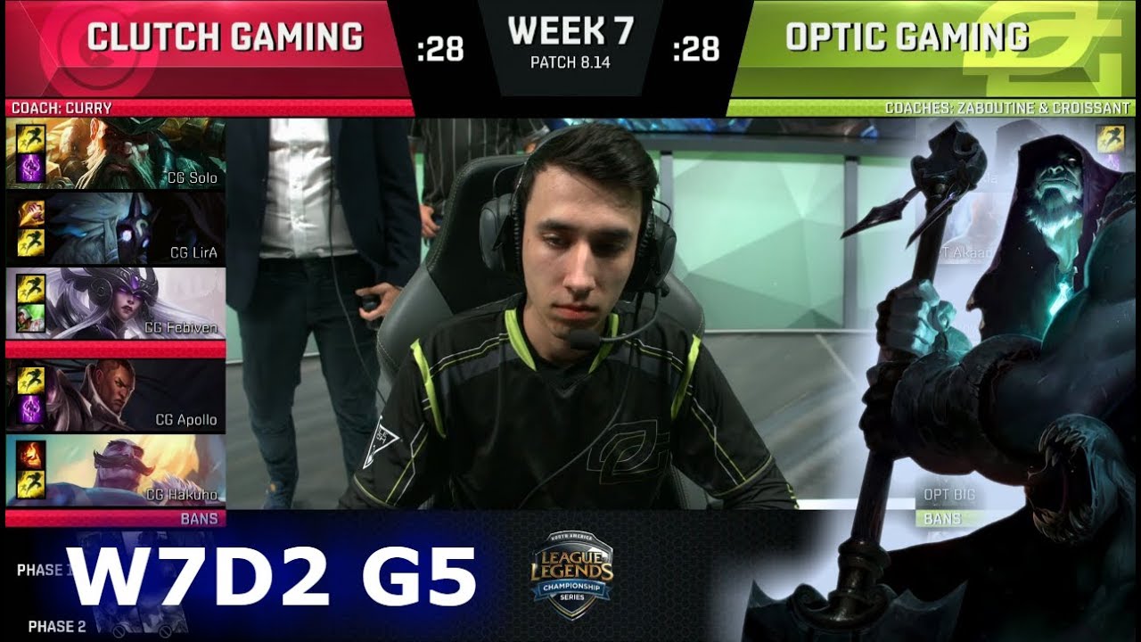 Clutch Gaming vs OpTic Gaming | Week 7 Day 2 S8 NA LCS Summer 2018 | CG vs OPT W7D2