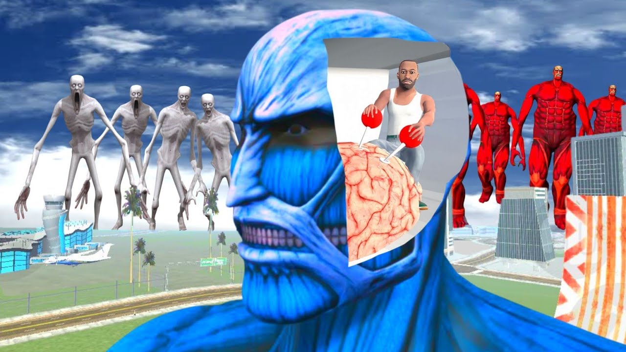 Franklin Enter Ice Colossal Titan's Head & Fight Lava Titan's & SCP096 In Indian Bike Driving 3D!