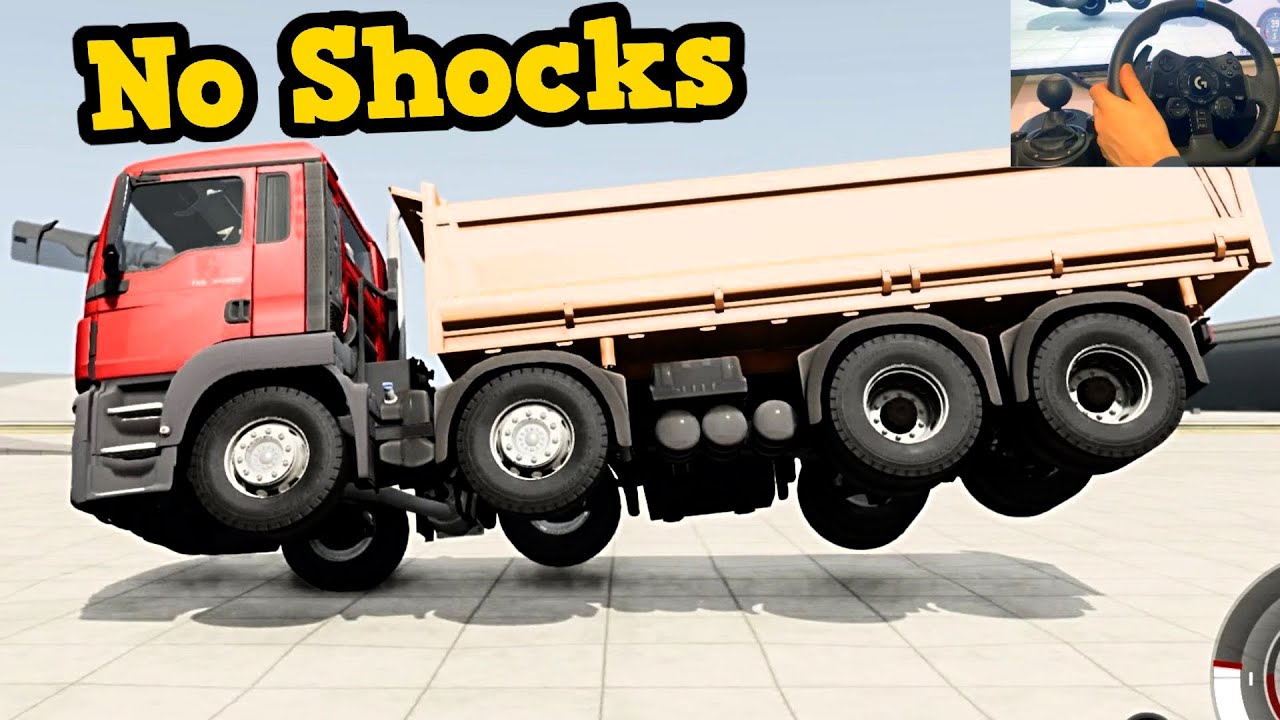 BeamNG Drive - No Shocks Suspensiont Testing 8x4 MAN TGS Dump Truck