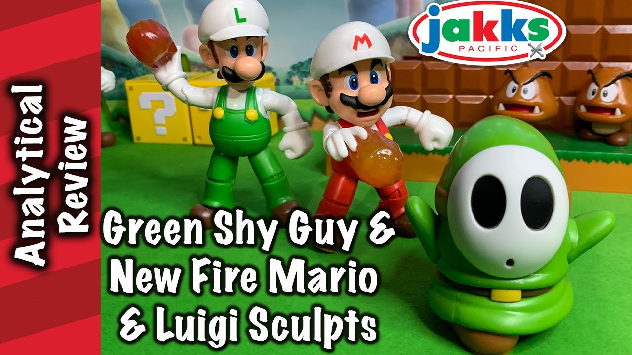New Fire Mario & Luigi 4Inch Re-sculpts + Green Shy Guy!