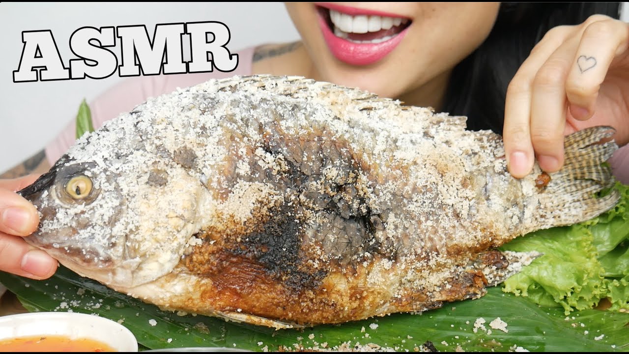 ASMR GRILL TILAPIA FISH with VEGGIES WRAP (EATING SOUNDS) | SAS-ASMR