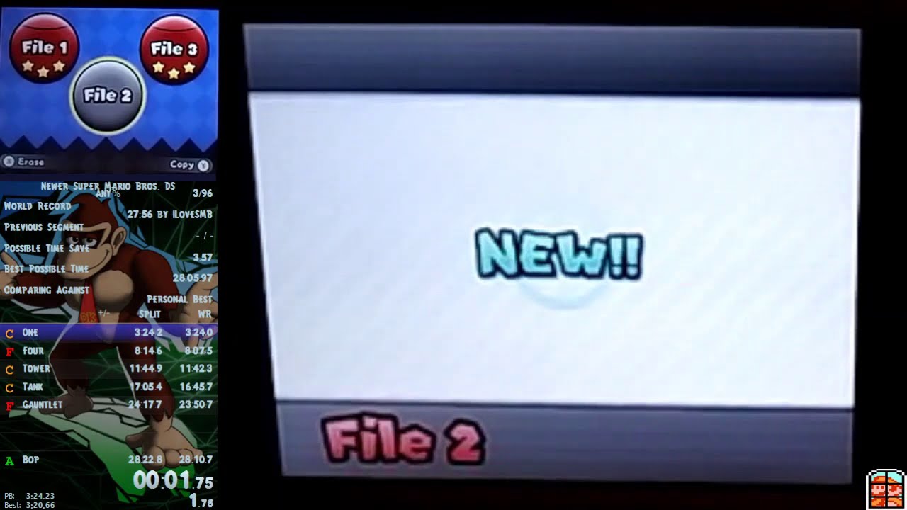 Newer Super Mario Bros. DS Any% Speedrun in 27:45