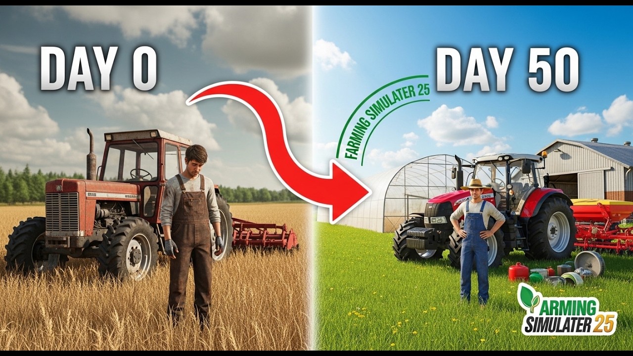 I Survived 50 DAYS on the FLAT MAP with $0 |Day 1 | Farming Simulator 25 | Hindi | #1
