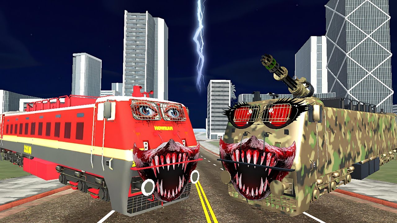 Army Train vs Haunted Train Fight - indian bikes driving 3d game
