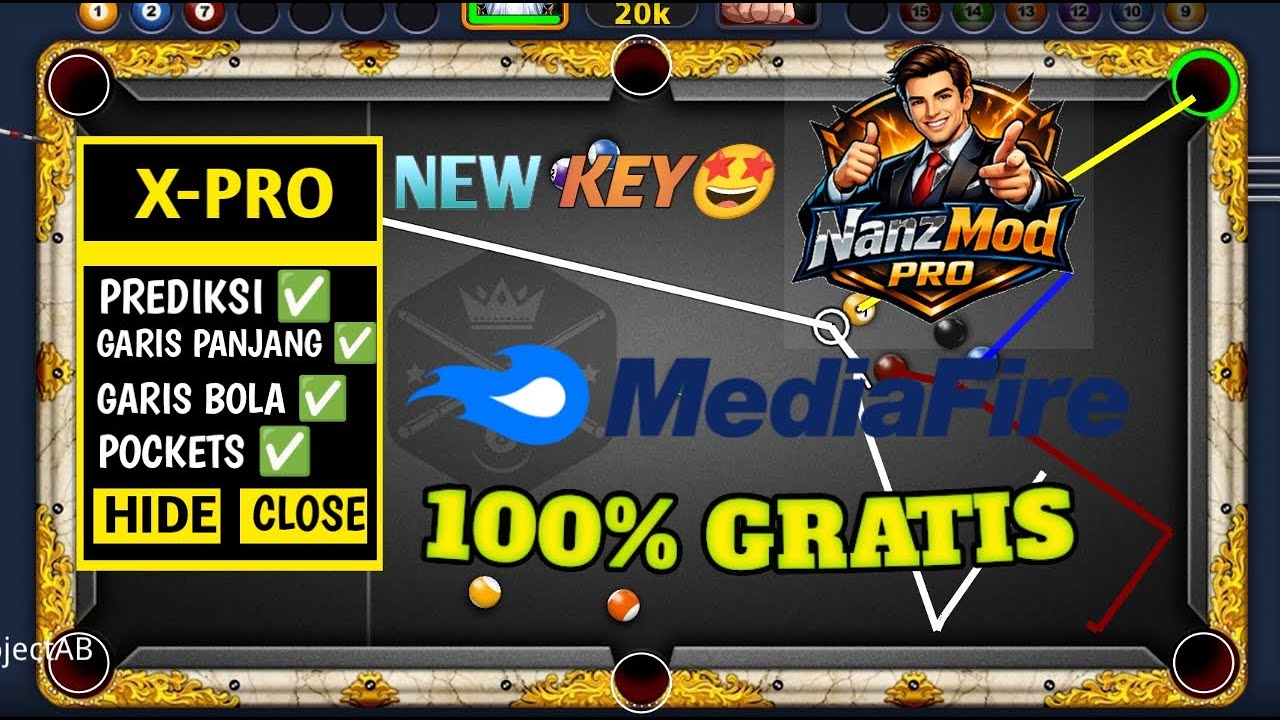 UPDATE NEW KEY XPRO GRATIS❗ CHEAT 8 BALL POOL MOD APK TERBARU 2026 GARIS PANJANG NO ROOT