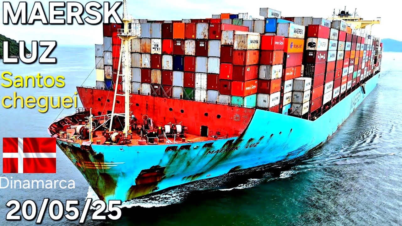 MAERSK LUZ navio de container em santos  20/05/25 @navios 2025 carga cargueiro drone  #google