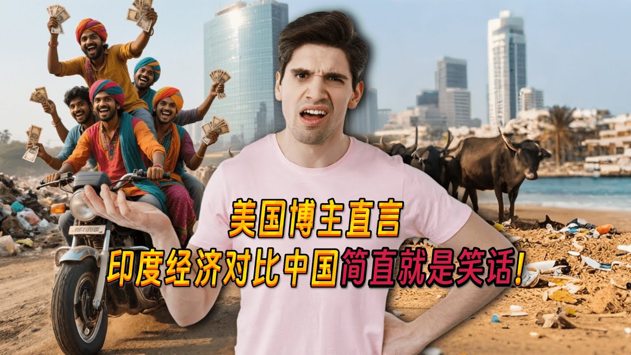 美国博主对比中国和印度经济，称印度跟中国比就像笑话，印度网友纷纷破防！直呼：网友们都在嫉妒印度，他们印度是超级大国！