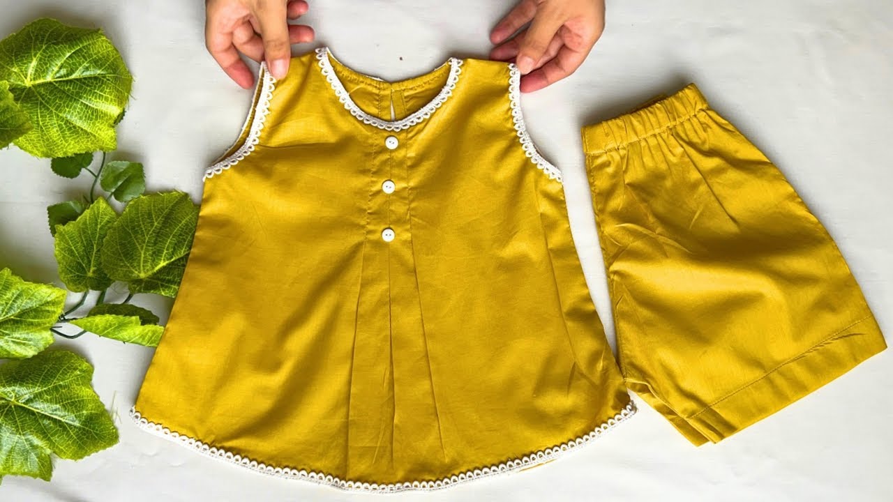 New Korean Style Top with Shorts || Summer Baby Dress Cutting and stitching Tutorial