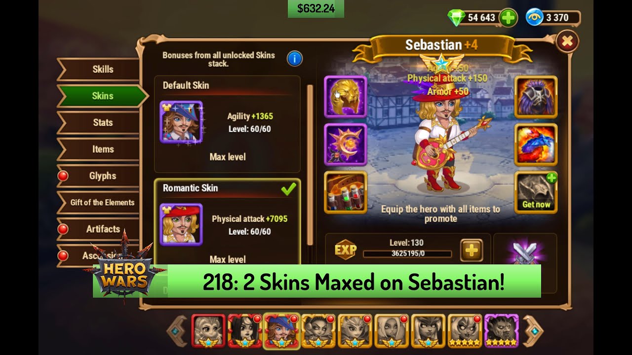 Let's Play Hero Wars 218: Maxing Sebastian's Agility Skin