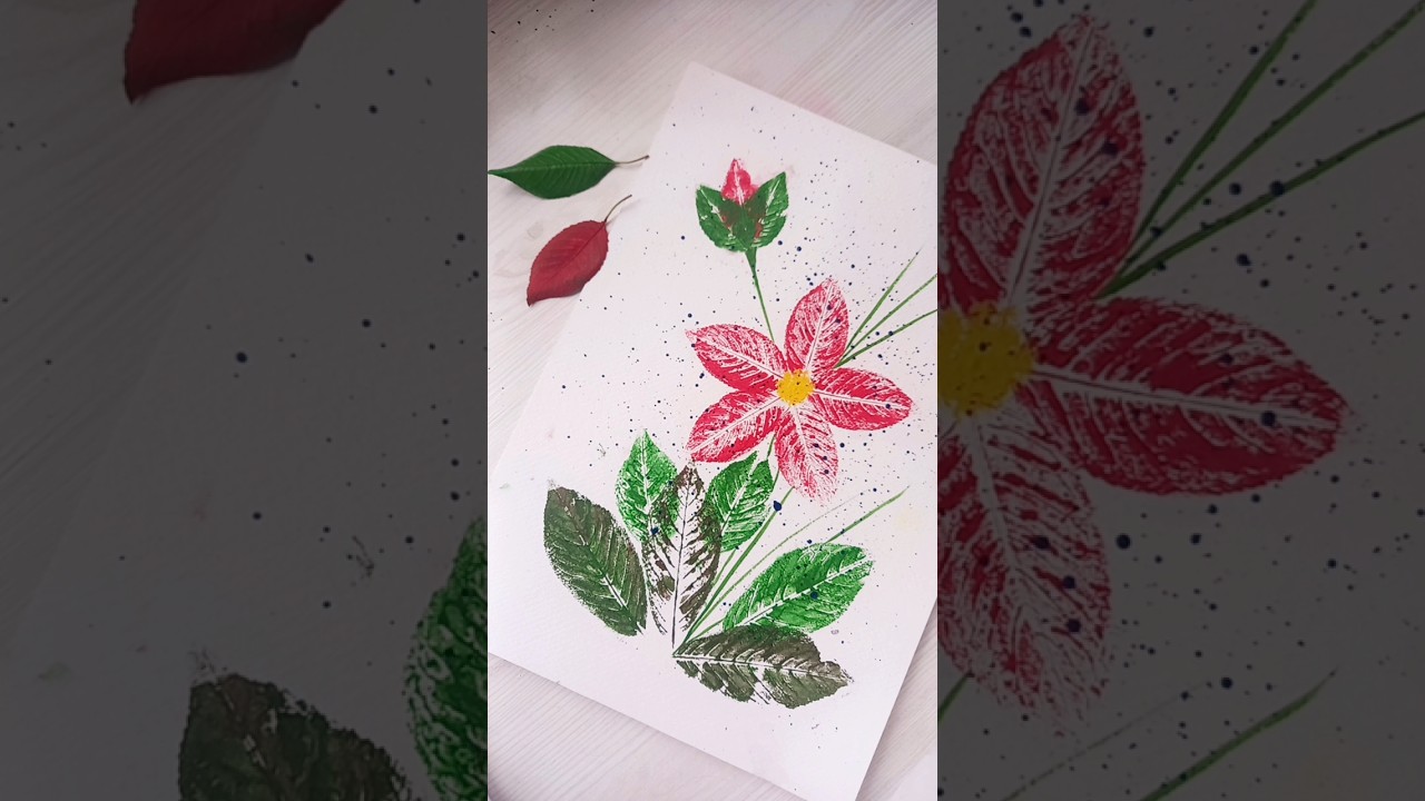 how to draw leaf print painting | easy painting techniques for beginners #drawing #art #shortvideo