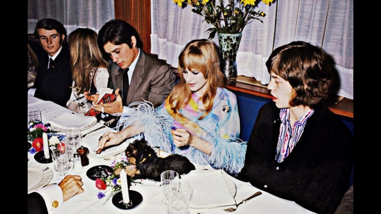 Alain Delon Mick Jagger Marianne Faithfull 1967 Dinner With The Stars