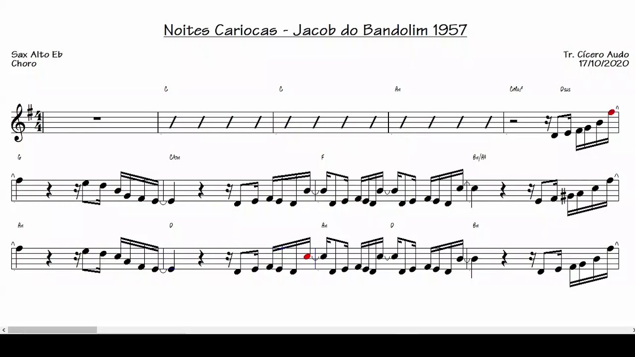 Noites Cariocas - Jacob do Bandolim 1957 (Sax Alto Eb) [Partitura playback]