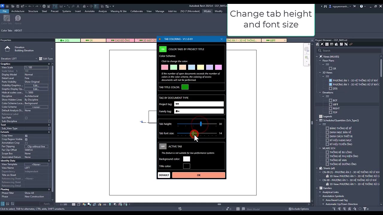 Coloring Tabs update version 1.1.0 - Free Revit plugin