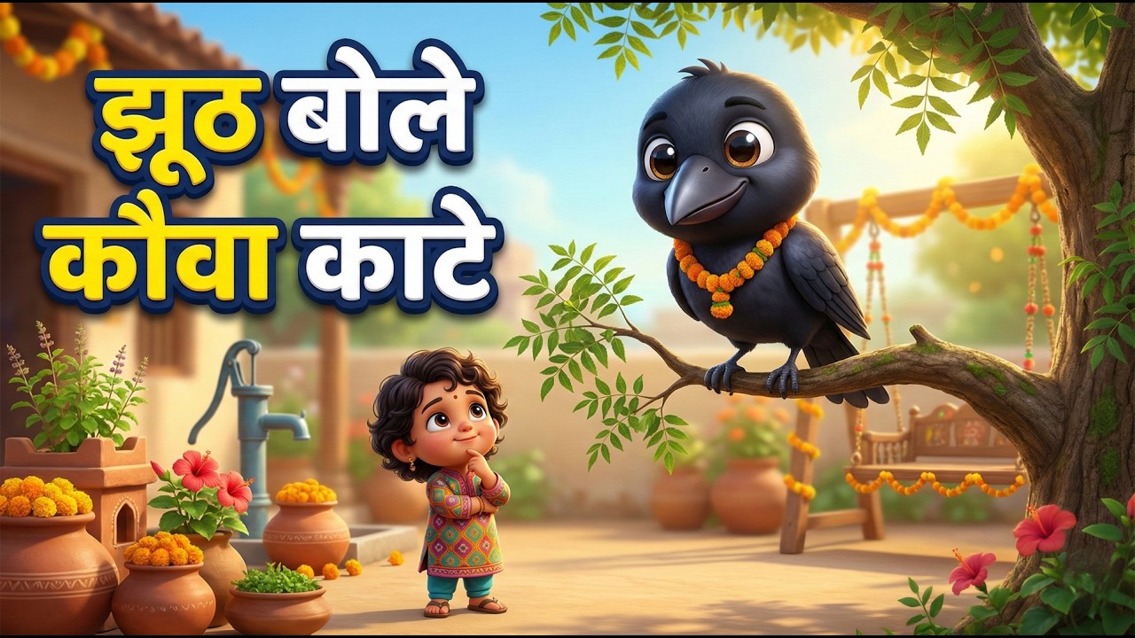 झूठ बोले कौवा काटे 🐦 | Truth Lesson Kids Song | Hindi Animated Moral Story