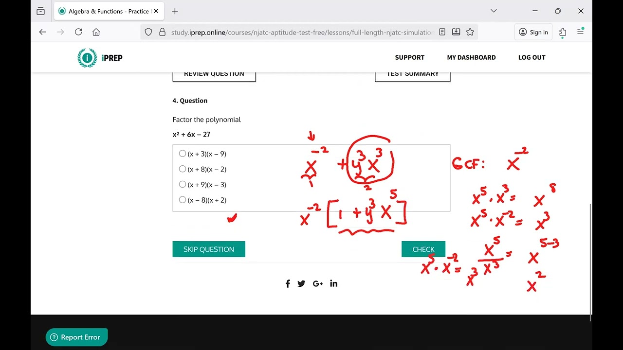 IBEW: Algebra And Functions Practice Test Mode 1
