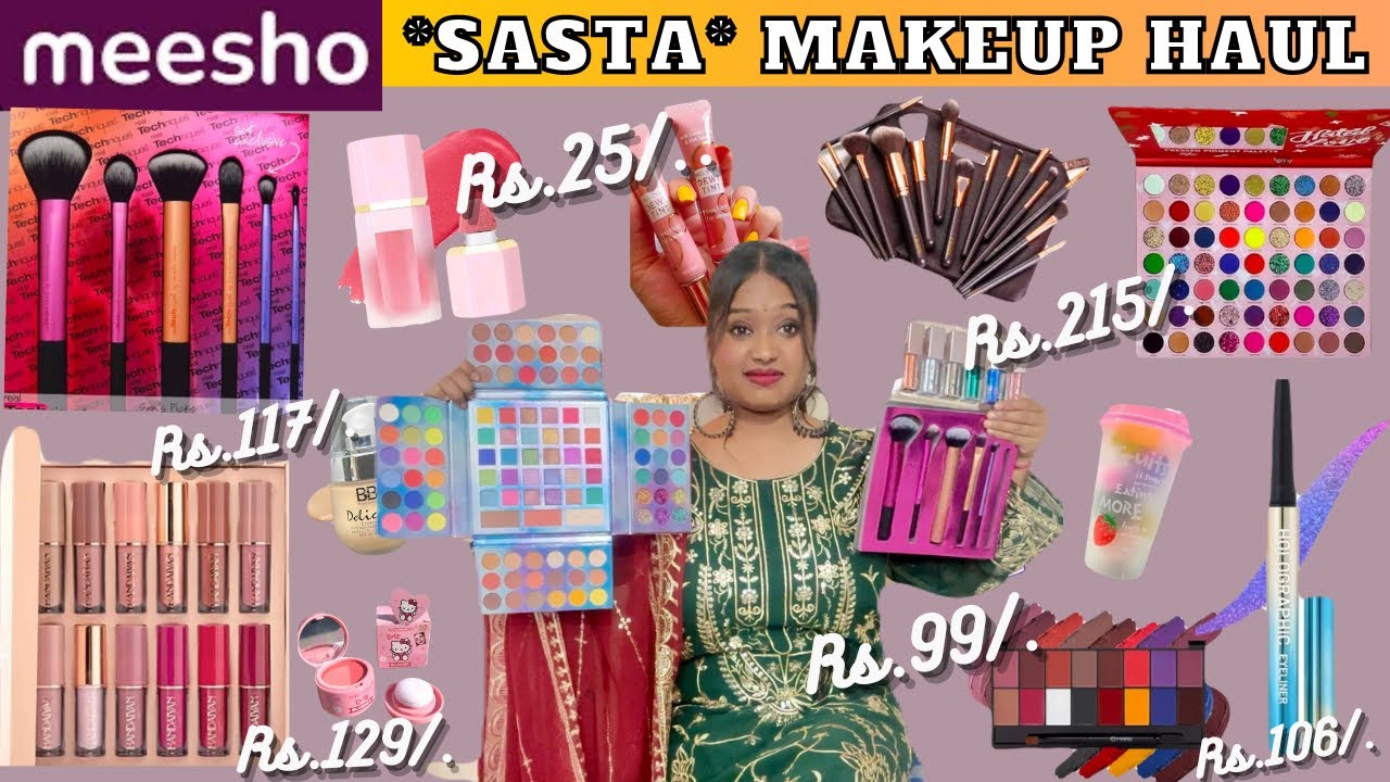 Omg 😱 Meesho का सबसे सस्ता और टिकाऊ Makeup || Start Rs.25/. 🤭 || Sasta Brand Under Rs.?😰|| Ghtiya ?😭
