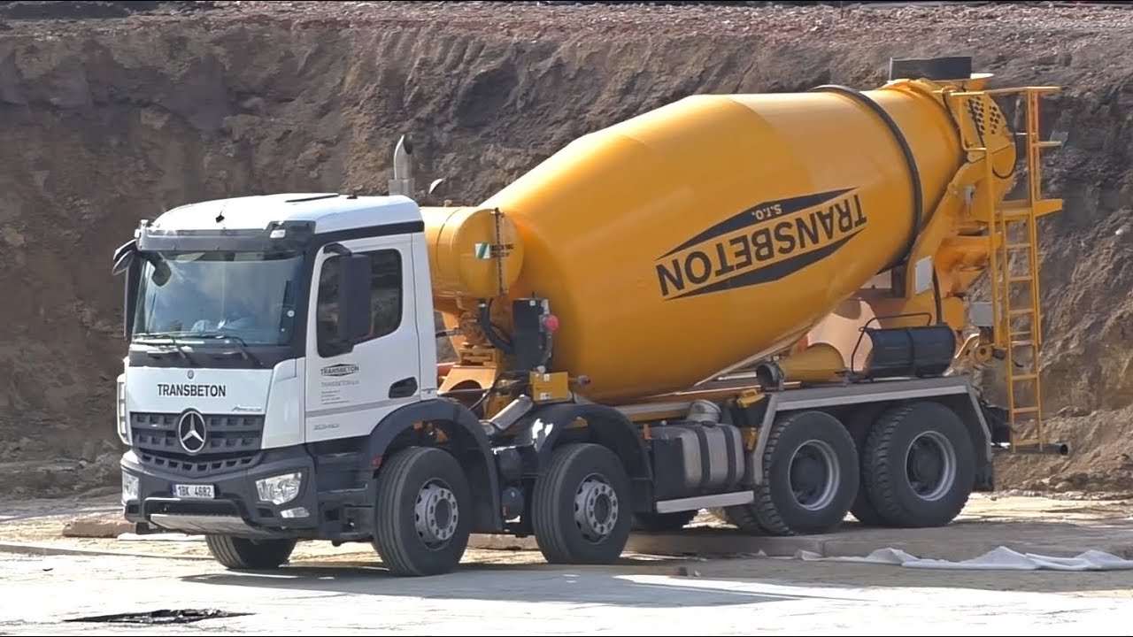 Mercedes trucks on site with pump