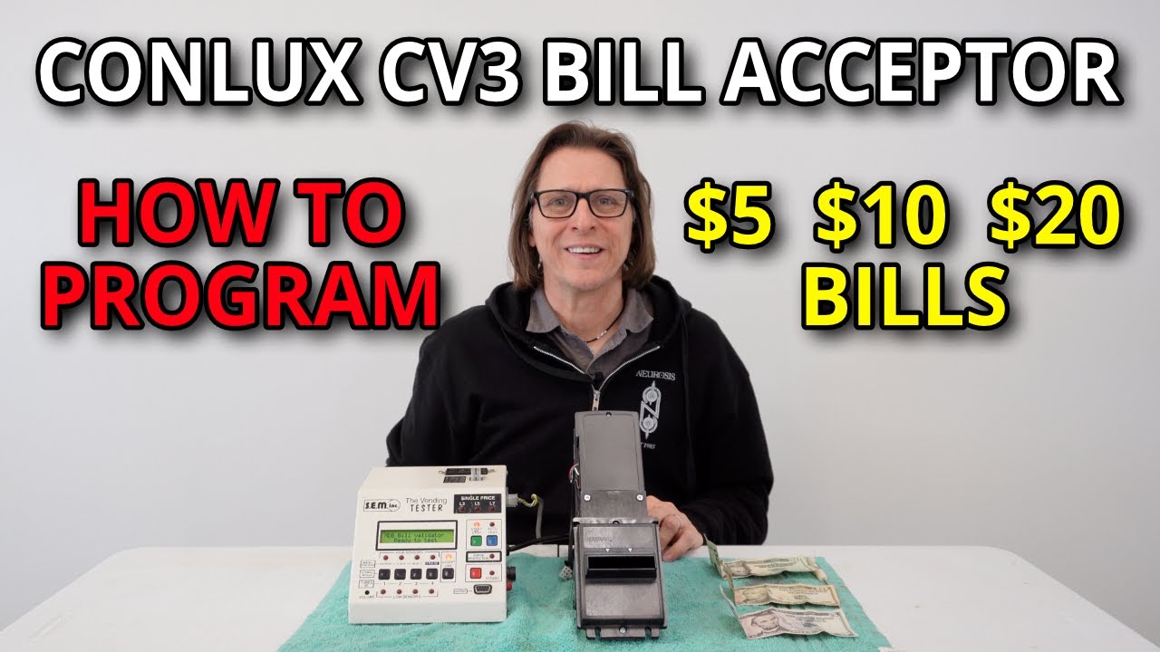 Conlux CV3 Bill Acceptor - How to program $5 $10 $20 bill acceptance in the field