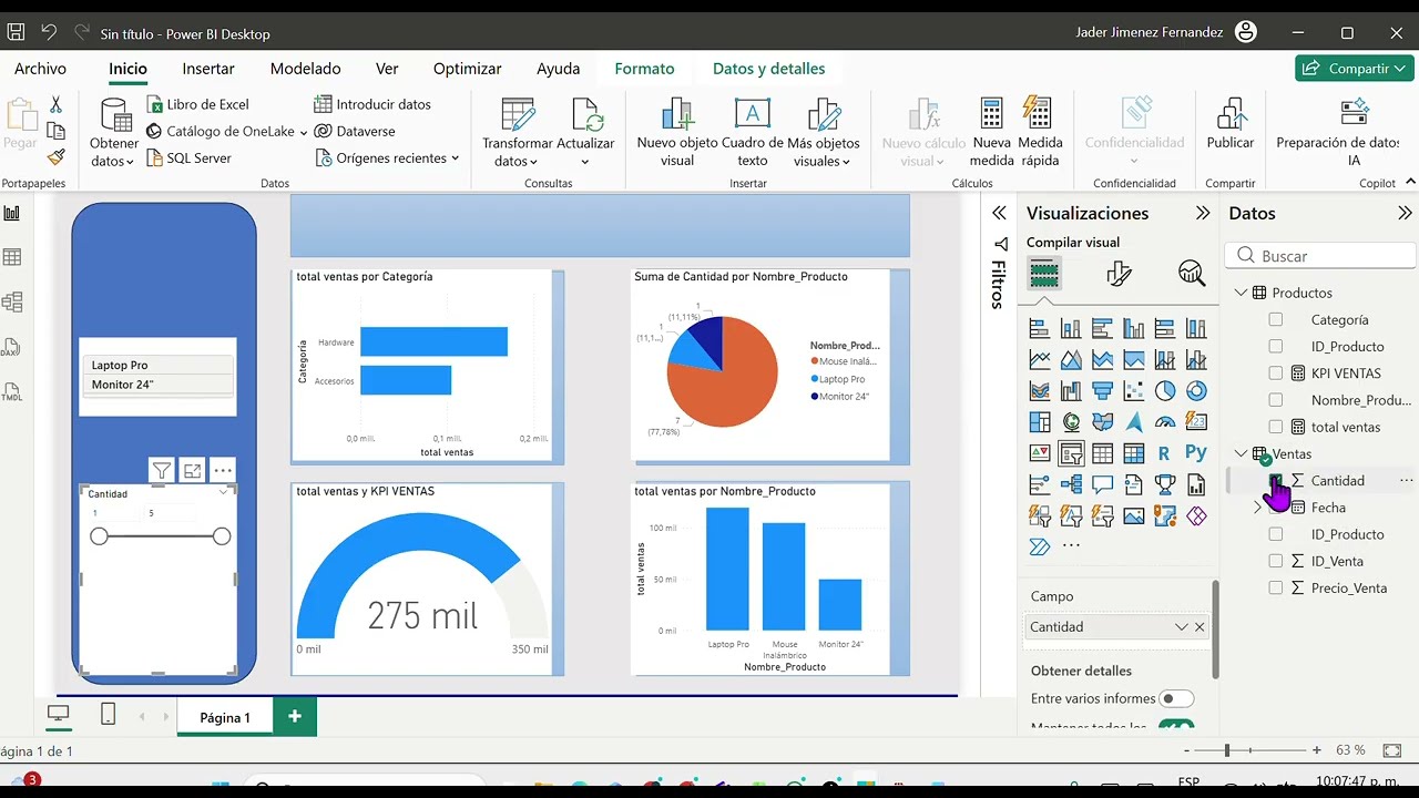 Como visualización en Power BI