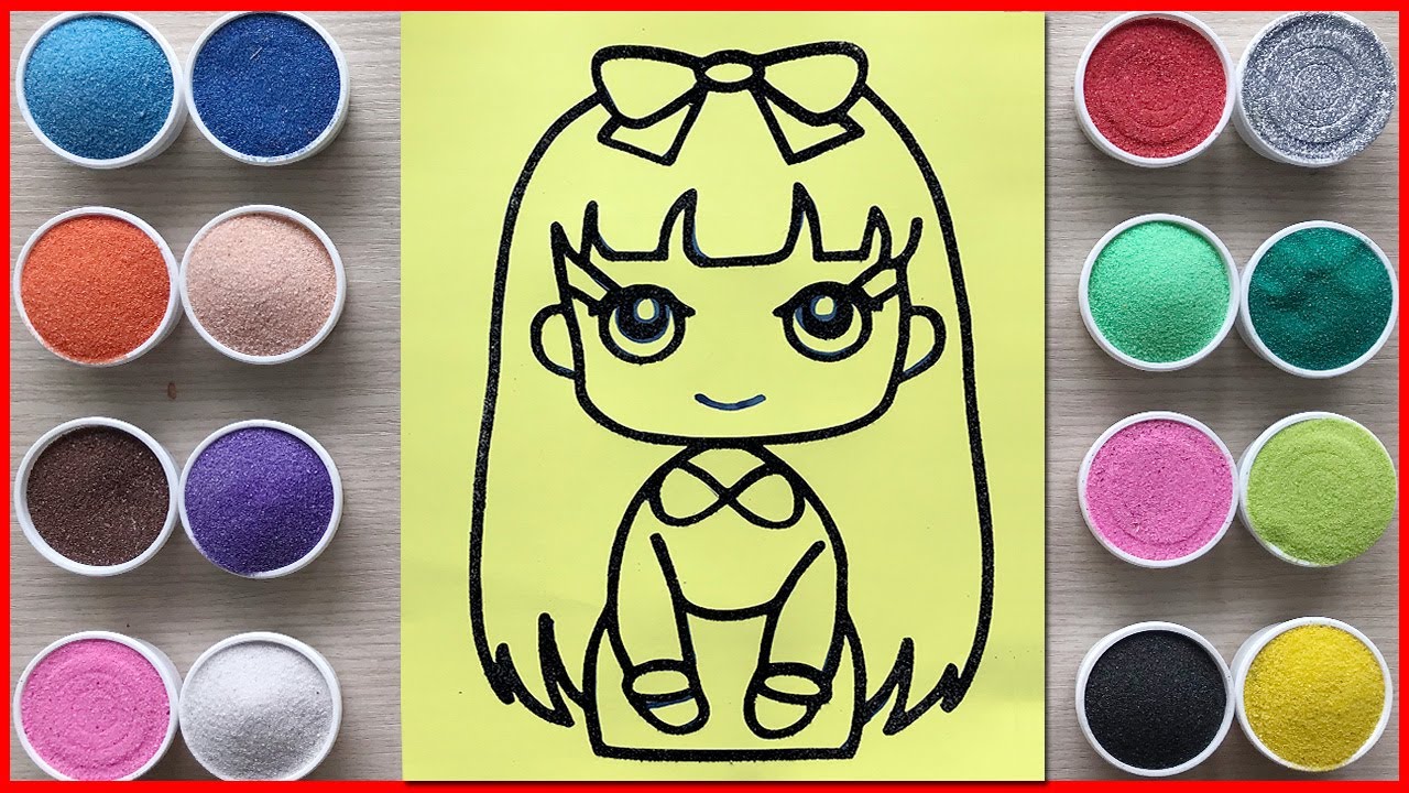 Tô màu tranh cát công chúa hiện đại dễ mến - Sand painting modern princess (Chim xinh channel)