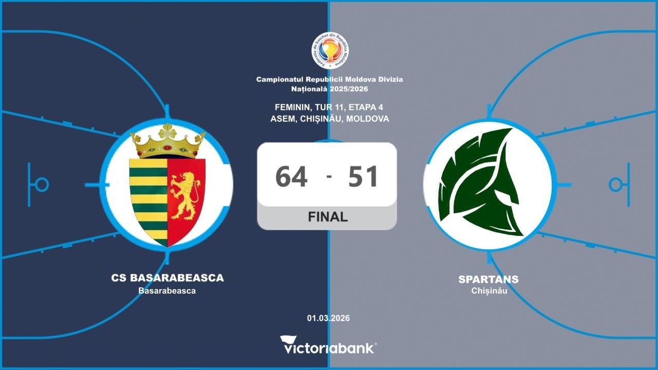 #103 National Division 2025/26: CS BESARABEASCA - SPARTANS (feminin), (Tur 11, Etapa 4), 01.03.2026