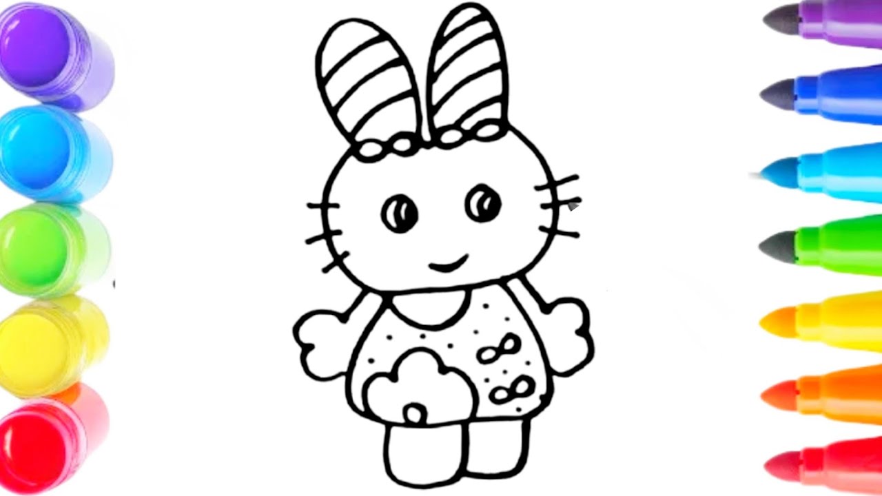 How To Draw cute rabbit Drawing, Painting & Coloring For Kids and Toddlers -child art 