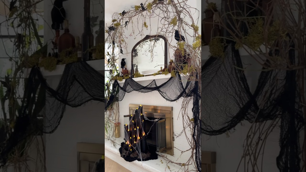 Украсьте вместе со мной наш камин к Хэллоуину #diy #halloweendecor #spookyseason #beforeandafter