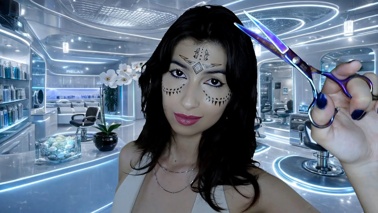 ASMR Android corta seu cabelo em um salão futurista 🤖