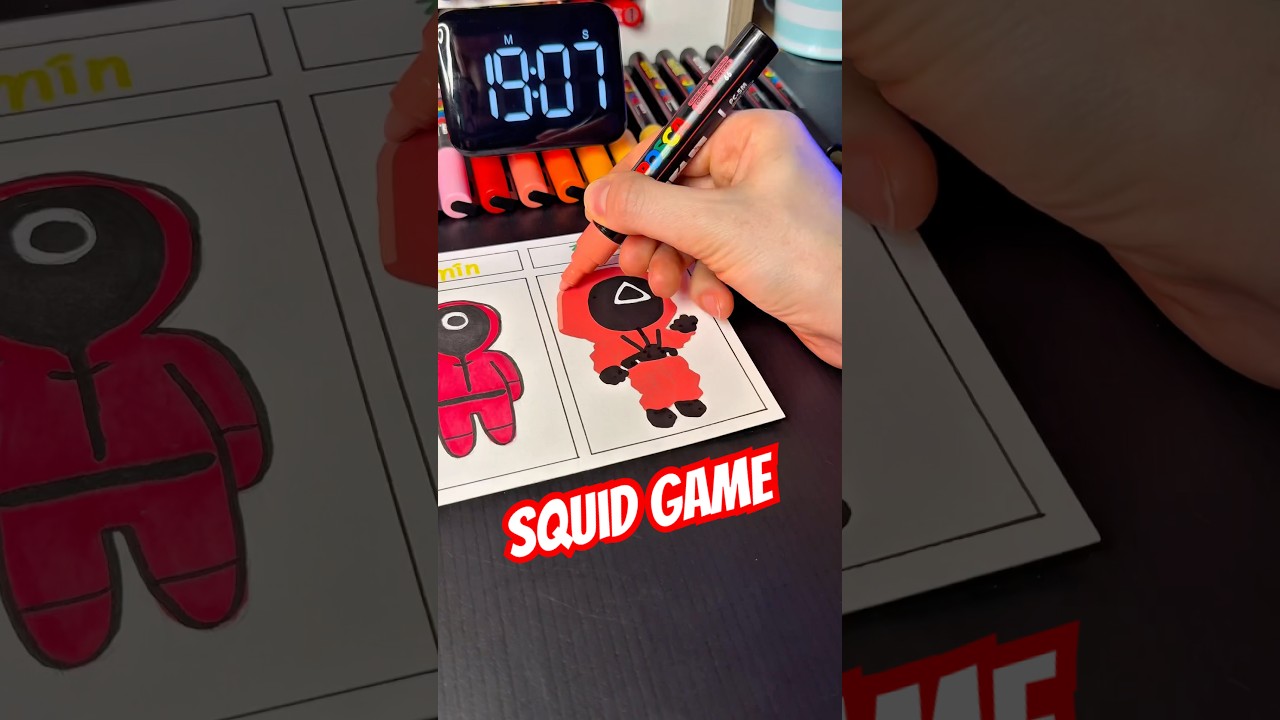 30 sec, 3 min, 30 min Drawing Squid Game⏹️⏺️🔼