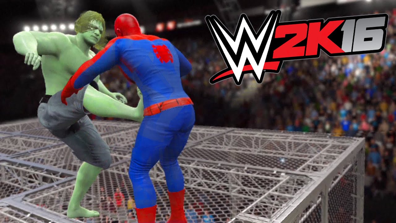 WWE 2K16 - Spiderman Vs The Incredible Hulk - Hell In a Cell Match