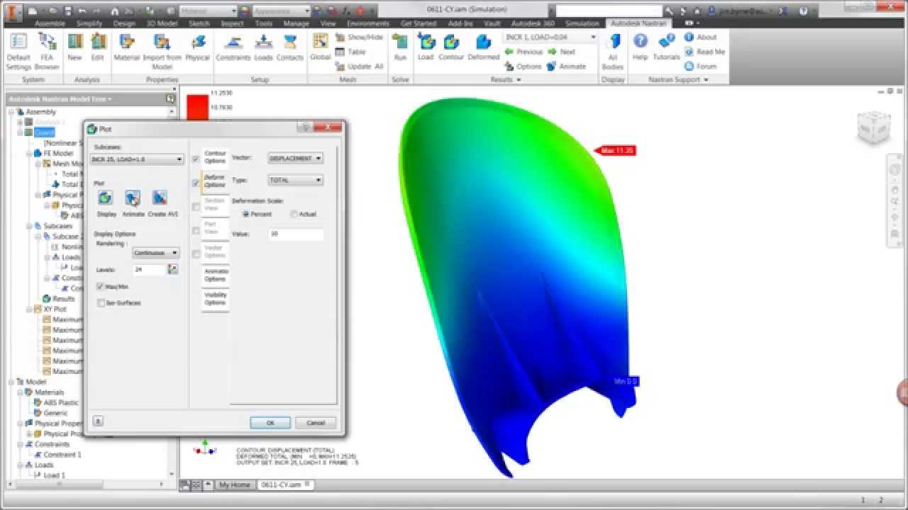 Autodesk Nastran In-CAD - Nonlinear Static Analysis