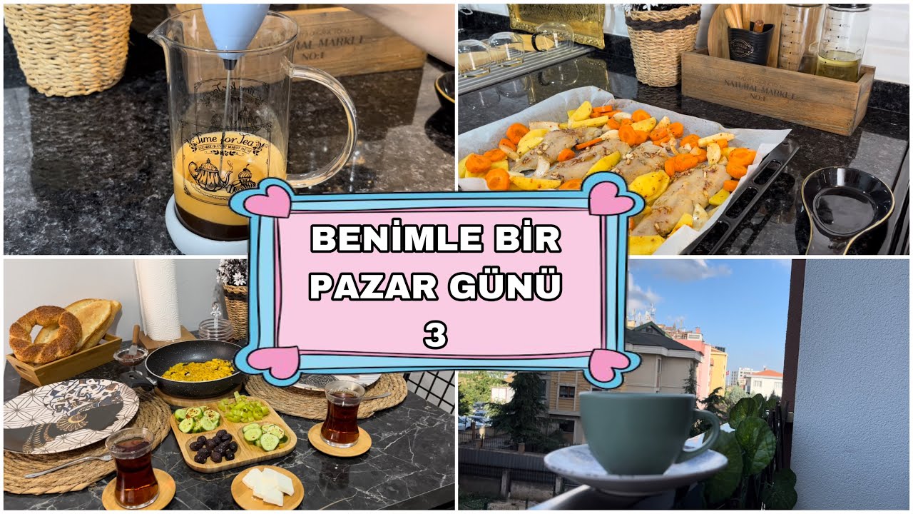 BENİMLE BİR GÜN 3 || Günlük Vlog || Evde geçen bir Pazar günü 🥴❤️ || Fırında Balık || Soğuk Kahve❤️