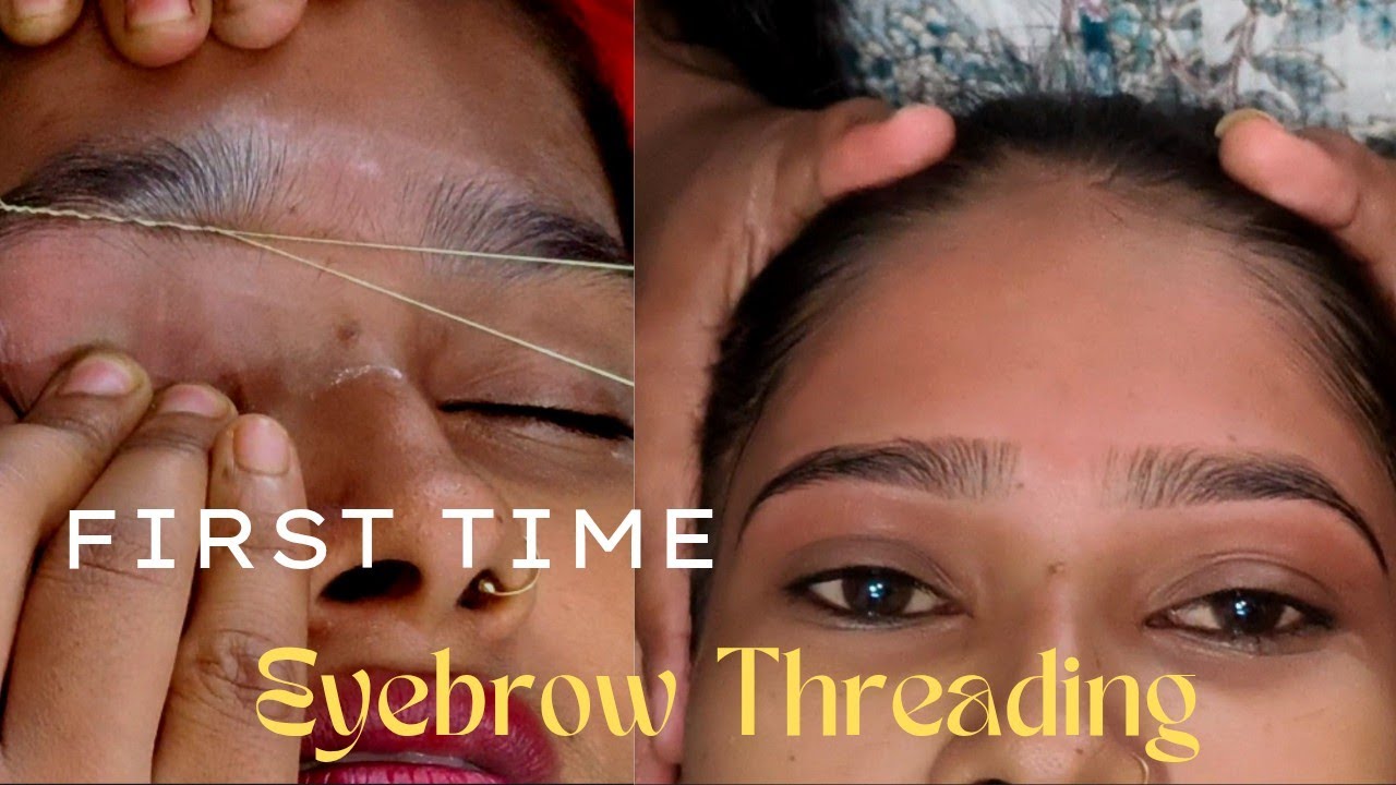 First Time Eyebrow Threading Kiya He||Thick आइब्रो थ्रेडिंग कैसेबनाएं||eyebrow threading Tutorial||