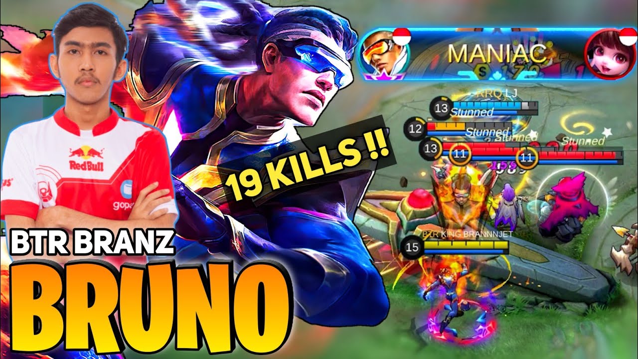 MANIAC! With19 Kills, Bruno Aggressive Gameplay By BTR Branz - Mobile Legends