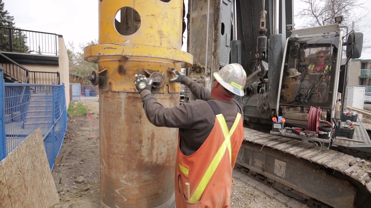 Liebherr LB 24 Installing Cast in Place (CIP) Piles Utilizing Segmental Casing