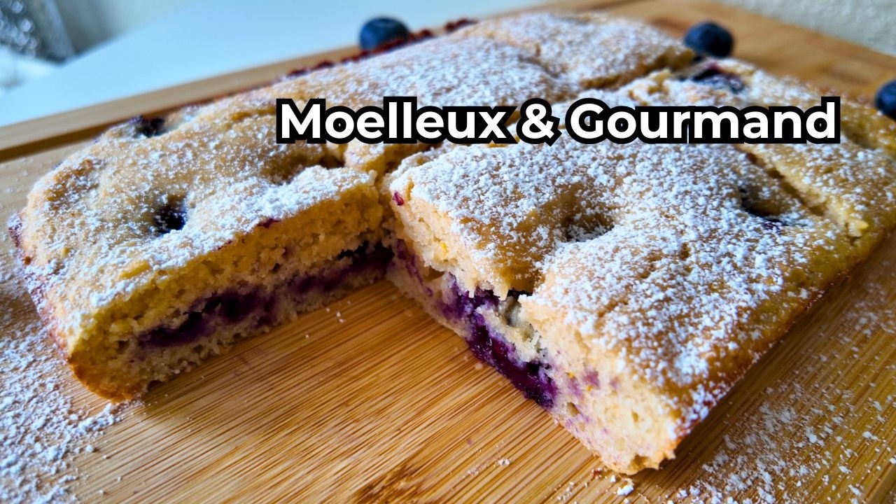 Gâteau moelleux aux myrtilles et amande (recette facile)