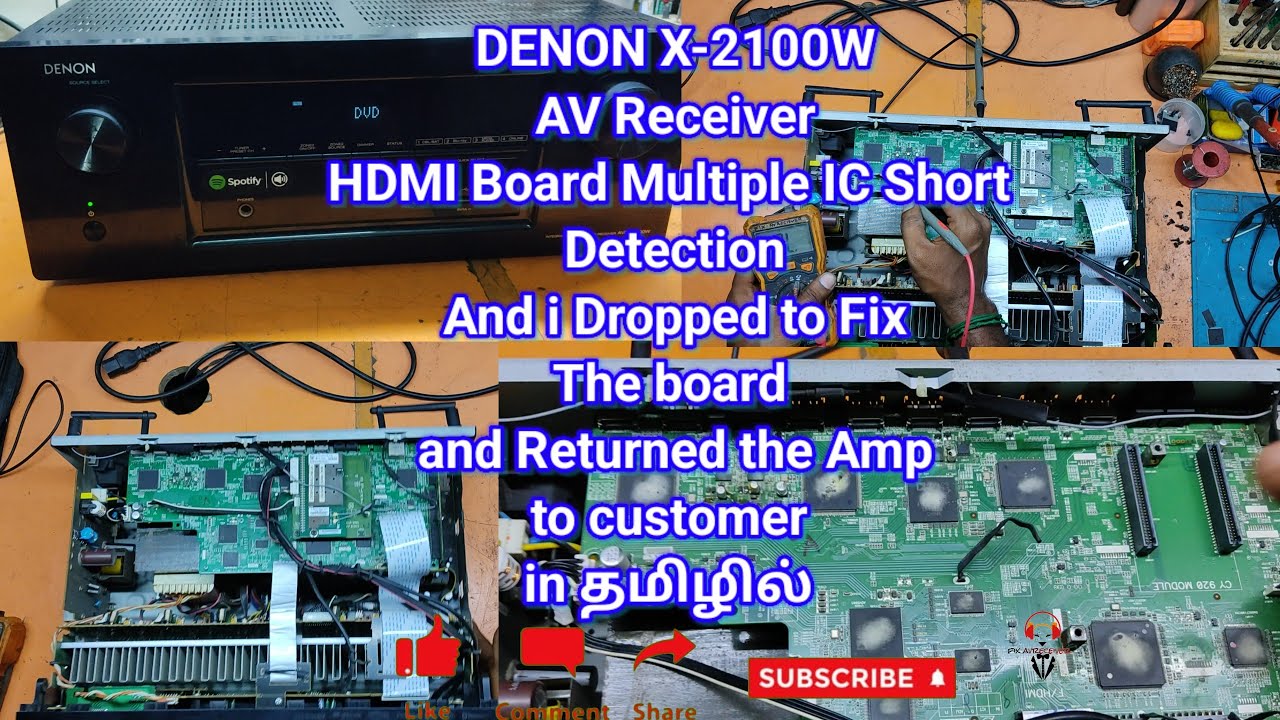 Плата HDMI ресивера DENON X-2100W AVReceiver. Обнаружено несколько коротких замыканий на микросхе...