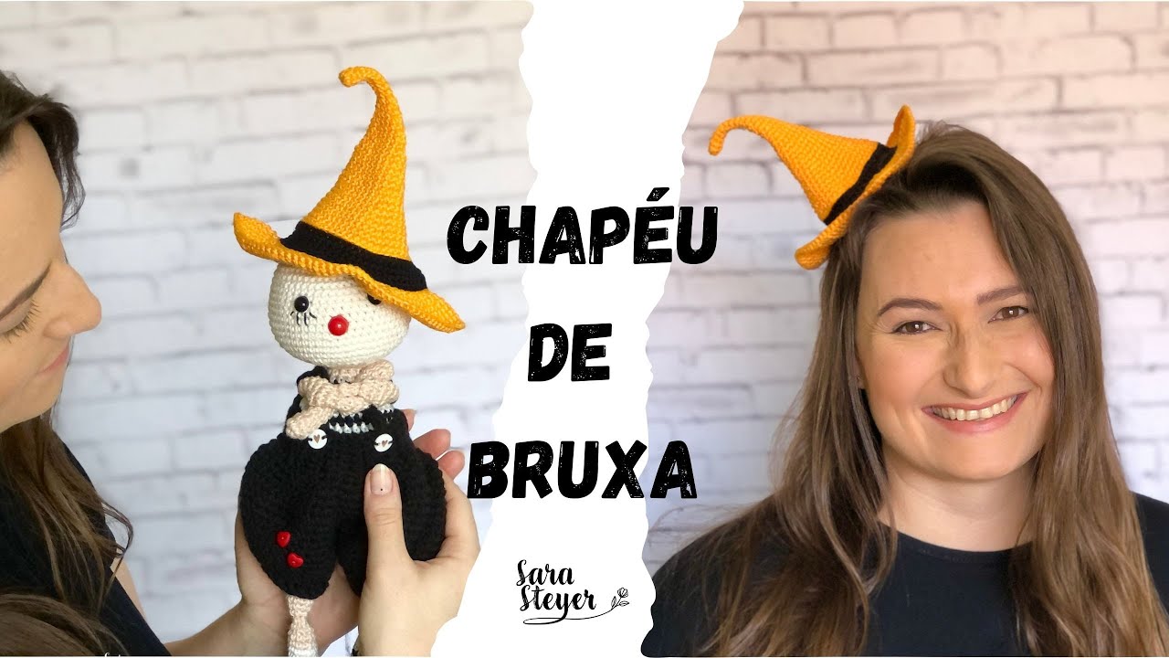Mini CHAPÉU DE BRUXA em crochê - Amigurumi