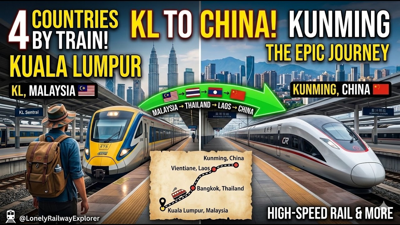 Train Journey Across 4 Countries 🌏 | Malaysia 🇲🇾 → Thailand 🇹🇭 → Laos 🇱🇦 → China 🇨🇳