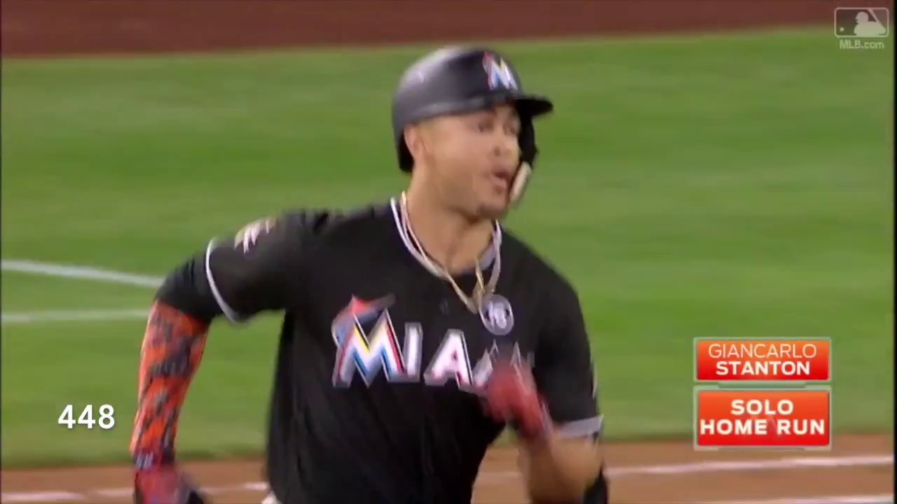 ALL GIANCARLO STANTON 2017 HOME RUNS!! (with distances)