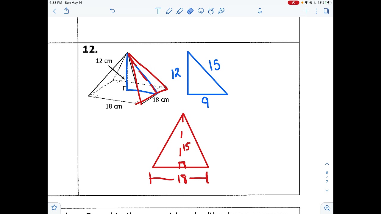 Finding slant height in a cone or pyramid