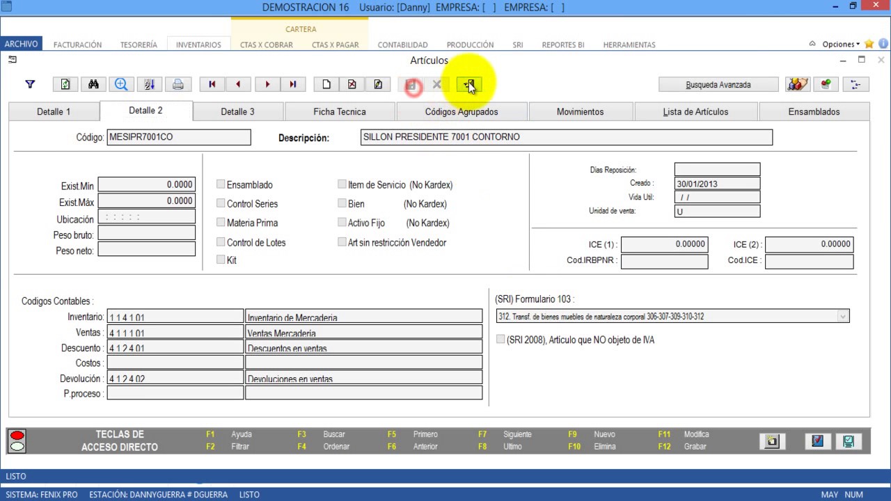 5 FACTURACION - Facturas a Clientes | FENIX  Sistema Contable